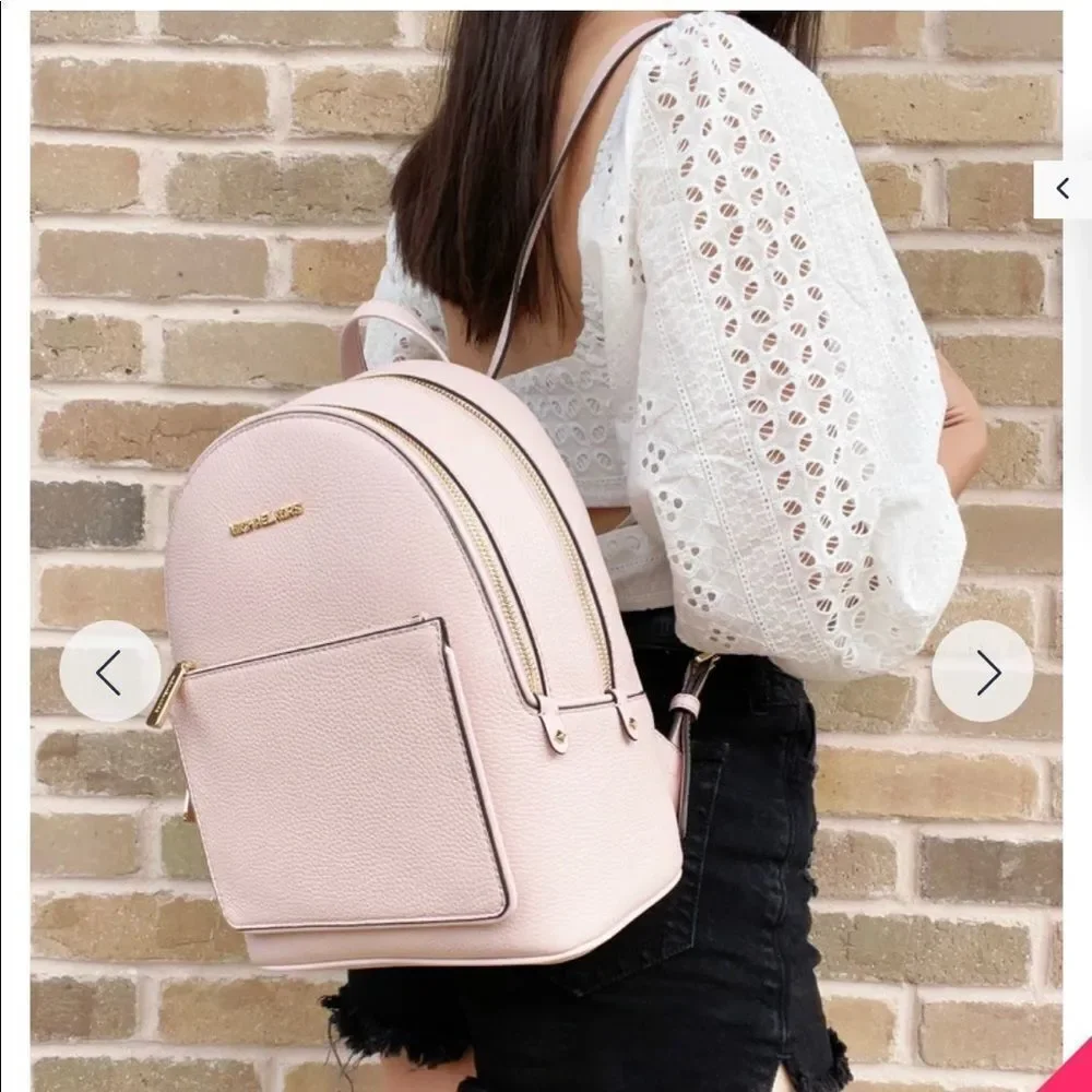Michael Kors Adina Kenly Backpack Powder Blush Pink Pebbled Leather NWT